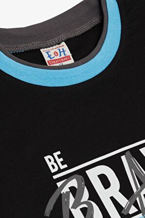 Breeze Erkek Çocuk Uzun Kollu Tişört Yazı Baskılı 5-9 Yaş, Siyah