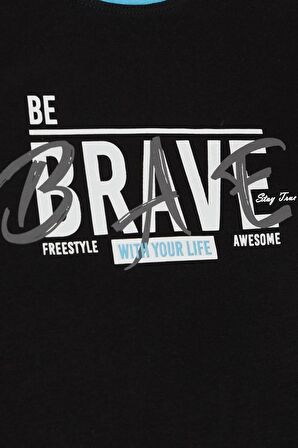 Breeze Erkek Çocuk Uzun Kollu Tişört Yazı Baskılı 5-9 Yaş, Siyah