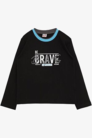 Breeze Erkek Çocuk Uzun Kollu Tişört Yazı Baskılı 5-9 Yaş, Siyah