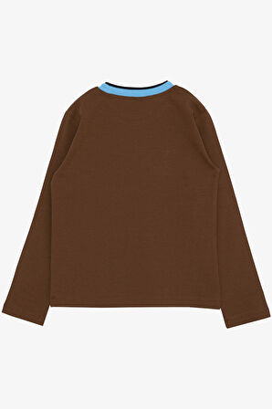 Breeze Erkek Çocuk Uzun Kollu Tişört Yazı Baskılı 5-9 Yaş, Koyu Kahve