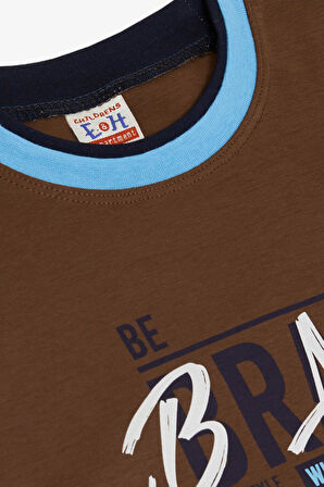 Breeze Erkek Çocuk Uzun Kollu Tişört Yazı Baskılı 5-9 Yaş, Koyu Kahve