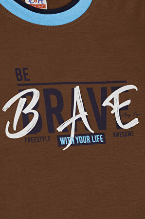 Breeze Erkek Çocuk Uzun Kollu Tişört Yazı Baskılı 5-9 Yaş, Koyu Kahve