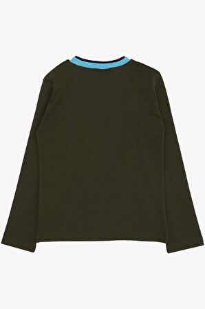 Breeze Erkek Çocuk Uzun Kollu Tişört Yazı Baskılı 5-9 Yaş, Koyu Haki Yeşil