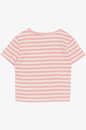 BREEZE Kız Çocuk Tişört Omuz Detaylı Armalı Kemer Boy 9-14 Yaş, Pembe