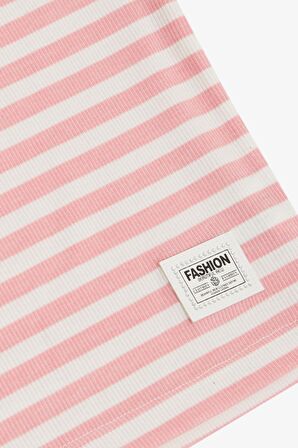 BREEZE Kız Çocuk Tişört Omuz Detaylı Armalı Kemer Boy 9-14 Yaş, Pembe