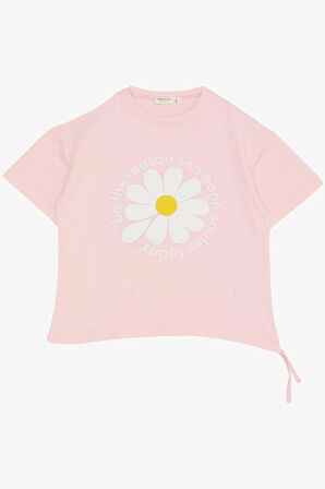 Breeze Kız Çocuk Tişört Papatya Baskılı 7-12 Yaş, Pembe