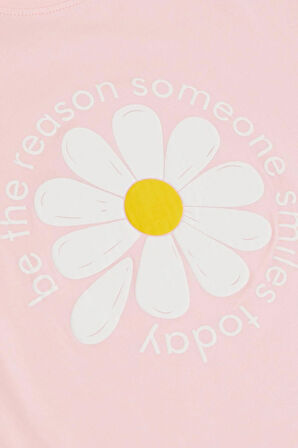 Breeze Kız Çocuk Tişört Papatya Baskılı 7-12 Yaş, Pembe
