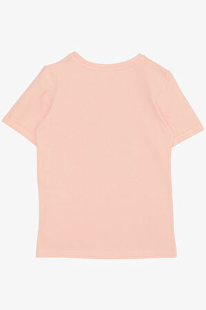 Breeze Kız Çocuk Tişört Sevimli Pozlar Veren Kız Baskılı 4-9 Yaş, Somon