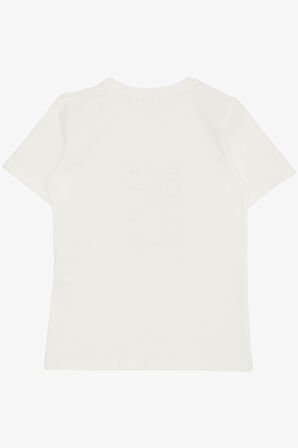 Breeze Kız Çocuk Tişört Sevimli Pozlar Veren Kız Baskılı 4-9 Yaş, Ekru