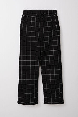 Breeze Kız Çocuk Kare Desenli Pantalon 8-14 Yaş, Siyah