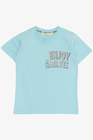 Breeze Erkek Çocuk Şort Takım Yaz Temalı Sörfçü Ananas Baskılı 3-7 Yaş, Açık Mavi