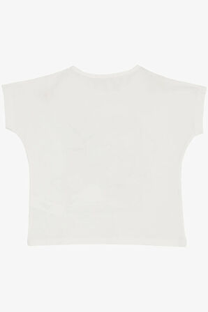 Breeze Kız Çocuk Tişört Çiçek Baskılı Pullu 10-16 Yaş, Ekru