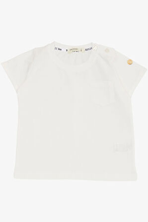 Breeze Erkek Bebek Tişört Cepli Kolları Düğme Akasesuarlı 9 Ay-3 Yaş, Ekru