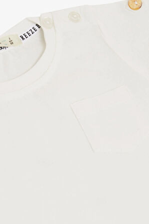 Breeze Erkek Bebek Tişört Cepli Kolları Düğme Akasesuarlı 9 Ay-3 Yaş, Ekru