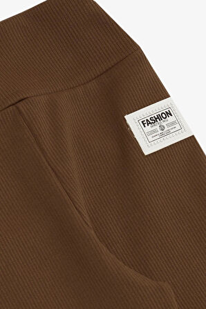 Breeze Kız Çocuk Tayt Fashion Armalı Taşlı 8-14 Yaş, Kahverengi