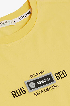 Breeze Erkek Çocuk Tişört Armalı Yazı Baskılı 9-14 Yaş, Sarı