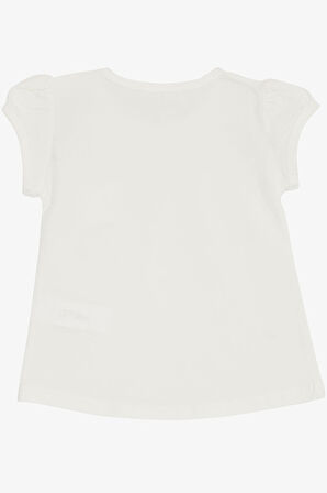 Breeze Kız Bebek Tişört Çiçek Nakışlı 9 Ay-3 Yaş, Beyaz