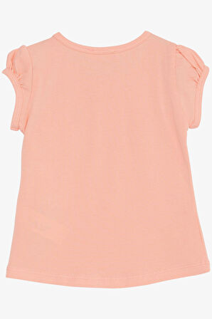 Breeze Kız Bebek Tişört Çiçek Nakışlı 9 Ay-3 Yaş, Somon