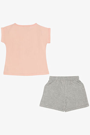 Breeze Kız Çocuk Şortlu Takım Kelebek Baskılı 3-8 Yaş, Somon