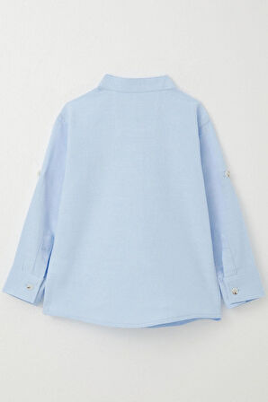 Breeze Erkek Çocuk Gömlek Harf Nakışlı Düğmeli 3-7 Yaş, Açık Mavi