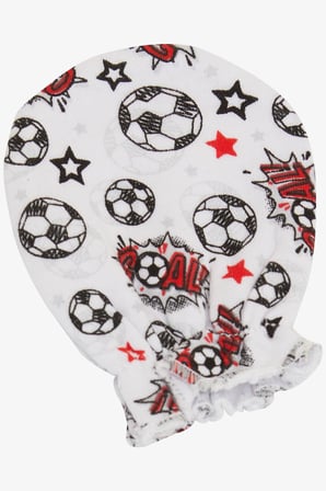 Breeze Yenidoğan Bebek Eldiven Futbol Temalı Beyaz