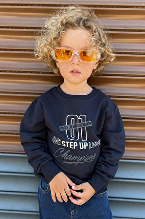 Breeze Erkek Çocuk Sweatshirt Yazı Baskılı 4-8 Yaş, Lacivert