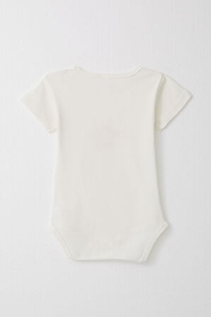 Breeze Kız Bebek Çıtçıtlı Zıbın Body Sevimli Tavşancık Baskılı 9 Ay-3 Yaş, Ekru