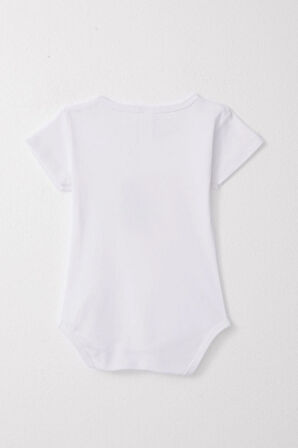 Breeze Erkek Bebek Çıtçıtlı Zıbın Body Sevimli Şöför Zürafa Baskılı 9 Ay-3 Yaş, Beyaz