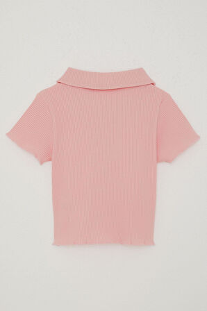 Breeze Kız Çocuk Tişört Crop Çıtçıtlı Fitilli 9-14 Yaş, Pembe