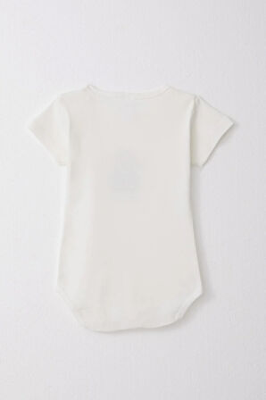 Breeze Erkek Bebek Çıtçıtlı Zıbın Body Neşeli Şöför Ayıcık 9 Ay-3 Yaş, Ekru