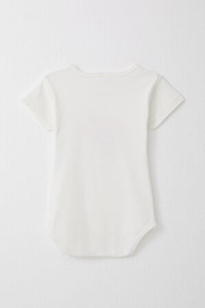 Breeze Kız Bebek Çıtçıtlı Zıbın Body Mutlu Tavşancık Baskılı Çiçekli 9 Ay-3 Yaş, Ekru