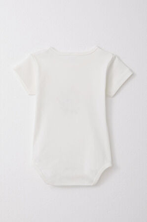 Breeze Kız Bebek Çıtçıtlı Zıbın Body Sevimli Ceylancık Baskılı Çiçekli 9 Ay-3 Yaş, Ekru