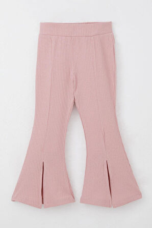 Breeze Kız Çocuk Taytlı Pantolon Yazı Nakışlı Paçası Yırtmaçlı 2-6 Yaş, Gülkurusu