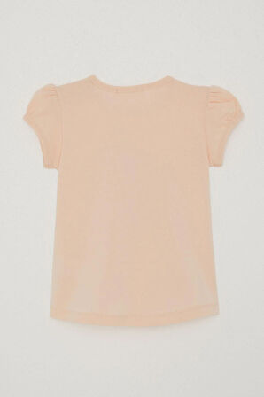 Breeze Kız Çocuk Tişört Süslü Fiyonklu Ördek Baskılı 1-4 Yaş, Pudra