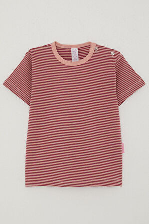 Breeze Kız Çocuk Tişört Patlı Çizgili 1-4 Yaş, Gülkurusu