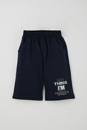 Breeze Erkek Çocuk Şortlu Takım Püskürtme Boya Desenli Yazı Baskılı 5-10 Yaş, Mint Yeşili