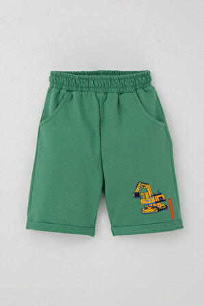 Breeze Erkek Çocuk Şortlu Takım İş Makinası Baskılı 1-4 Yaş, Bej