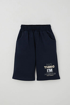 Breeze Erkek Çocuk Şortlu Takım Püskürtme Boya Desenli Yazı Baskılı 5-10 Yaş, Bej