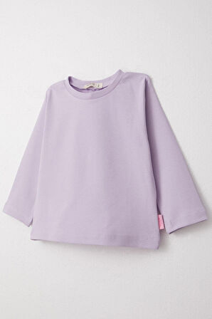 Kız Çocuk Uzun Kollu Tişört Basic 1-4 Yaş, Açık Lila