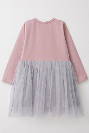 Breeze Kız Çocuk Uzun Kollu Elbise Yazı Baskılı Kalpli 1.5-5 Yaş, Lila