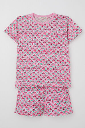 Breeze Kız Çocuk Şortlu Pijama Takım Karpuz Dilim Desenli 4-8 Yaş, Pembe