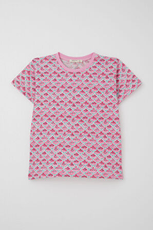 Breeze Kız Çocuk Şortlu Pijama Takım Karpuz Dilim Desenli 4-8 Yaş, Pembe