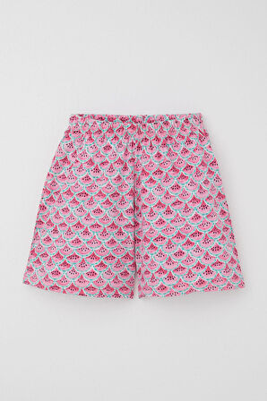 Breeze Kız Çocuk Şortlu Pijama Takım Karpuz Dilim Desenli 4-8 Yaş, Pembe