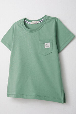 Breeze Erkek Çocuk Tişört Cool Yazı Armalı Cepli 1.5-5 Yaş, Mint Yeşili