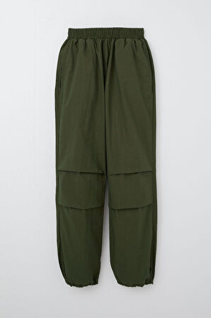 Breeze Kız Çocuk Paraşüt Jogger Paça Pantolon 6-12 Yaş, Haki Yeşil