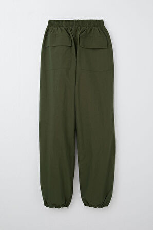 Breeze Kız Çocuk Paraşüt Jogger Paça Pantolon 6-12 Yaş, Haki Yeşil