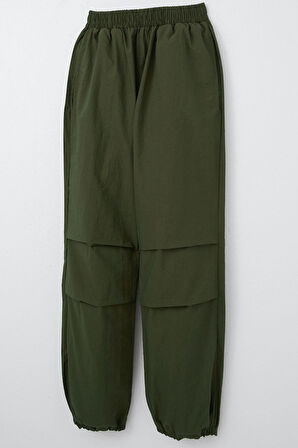 Breeze Kız Çocuk Paraşüt Jogger Paça Pantolon 6-12 Yaş, Haki Yeşil