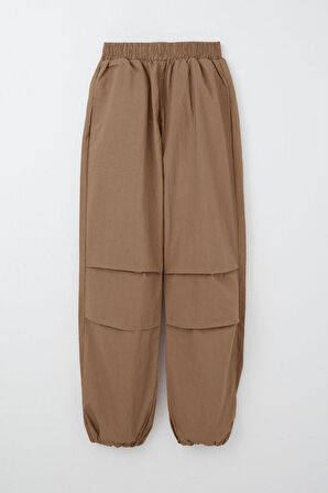 Breeze Kız Çocuk Paraşüt Jogger Paça Pantolon 6-12 Yaş, Kahverengi