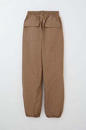 Breeze Kız Çocuk Paraşüt Jogger Paça Pantolon 6-12 Yaş, Kahverengi