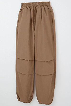 Breeze Kız Çocuk Paraşüt Jogger Paça Pantolon 6-12 Yaş, Kahverengi